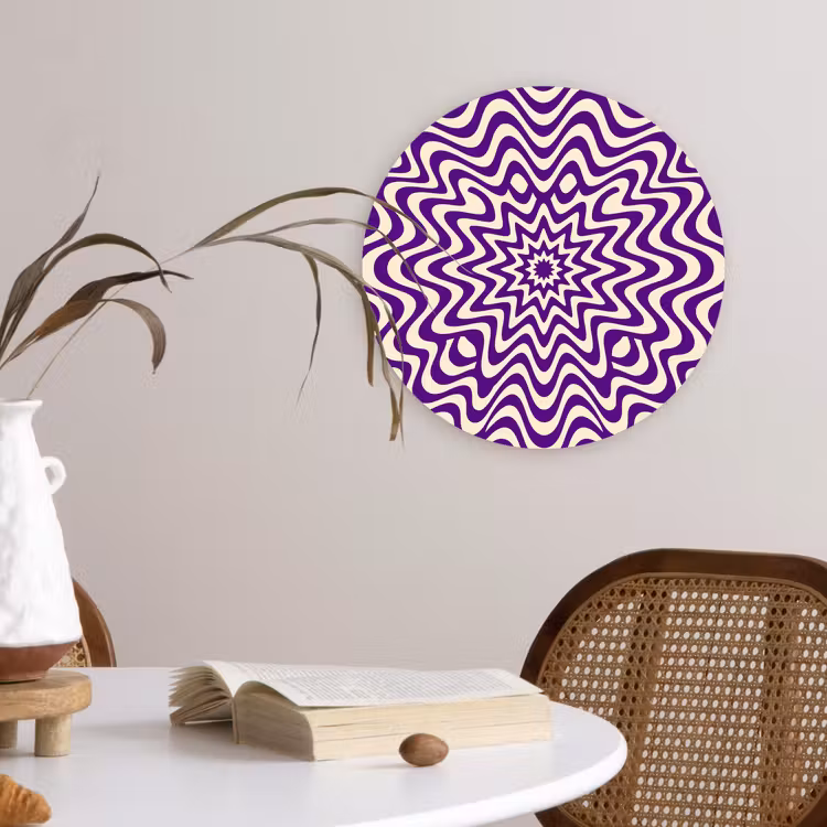 Glasbild Rund - Zusammenfassung – Wellen – Optisch – Modern – Lila — 4