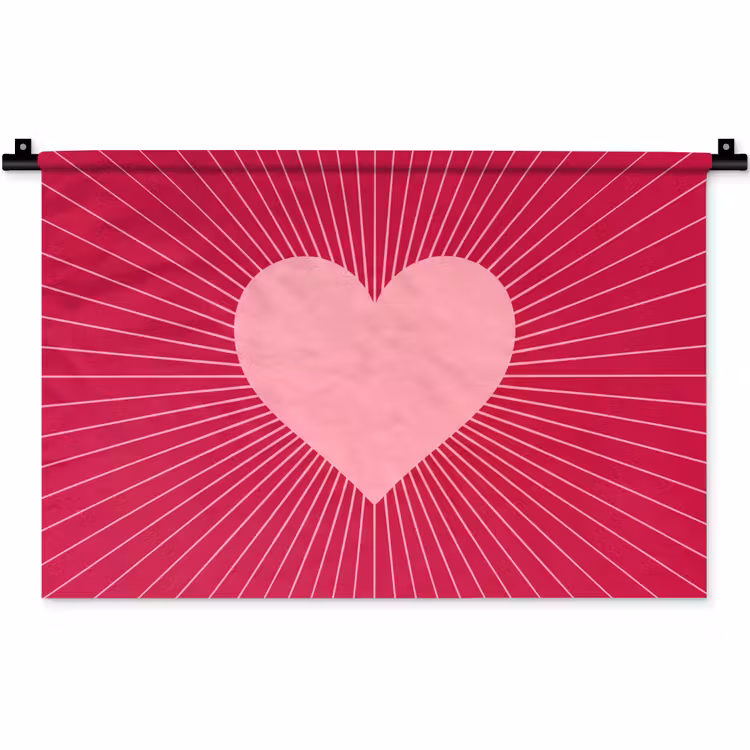 Wandteppich - Herz – Strahlen – Liebe – Abstrakt – Rosa — 1