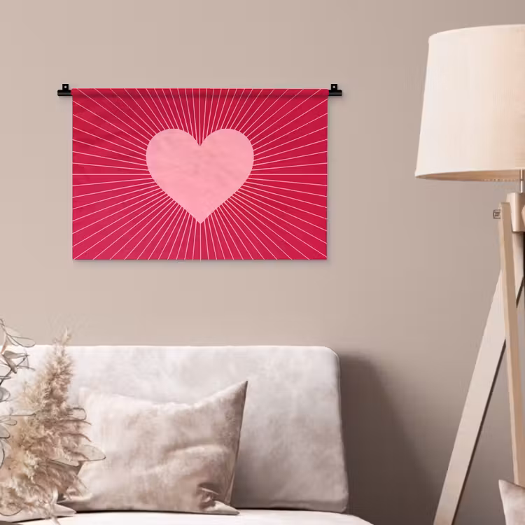 Wandteppich - Herz – Strahlen – Liebe – Abstrakt – Rosa — 2