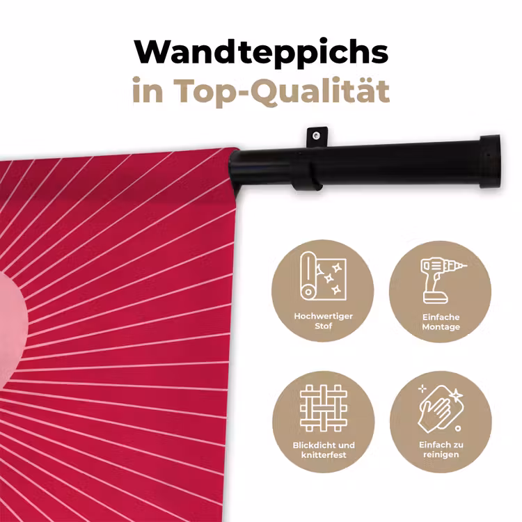 Wandteppich - Herz – Strahlen – Liebe – Abstrakt – Rosa — 7