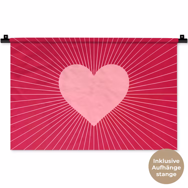 Wandteppich - Herz – Strahlen – Liebe – Abstrakt – Rosa — 9