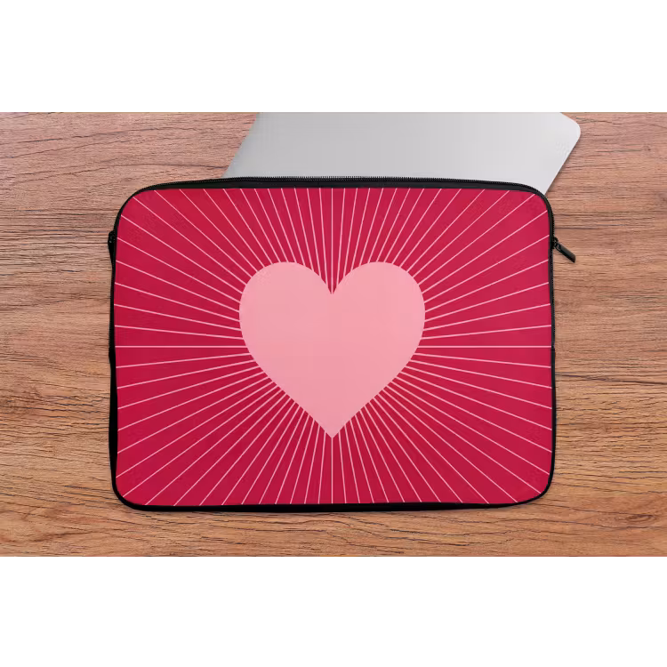 Laptop hülle - Herz – Strahlen – Liebe – Abstrakt – Rosa — 2