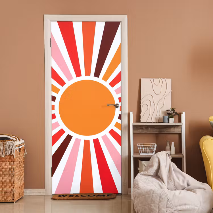 Türtapete - Sonne – Strahlen – Abstrakt – Farbenfroh — 2