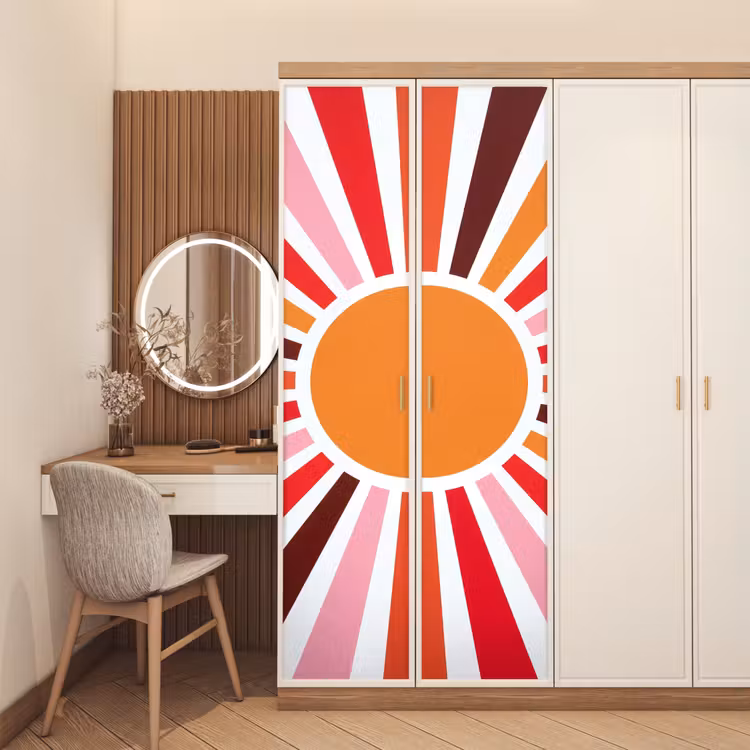 Türtapete - Sonne – Strahlen – Abstrakt – Farbenfroh — 4
