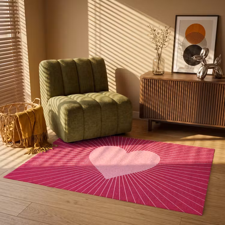 Teppich - Herz – Strahlen – Liebe – Abstrakt – Rosa — 2