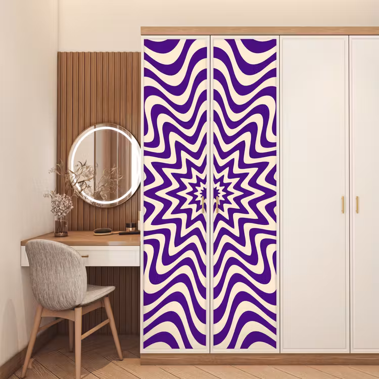 Türtapete - Zusammenfassung – Wellen – Optisch – Modern – Lila — 4