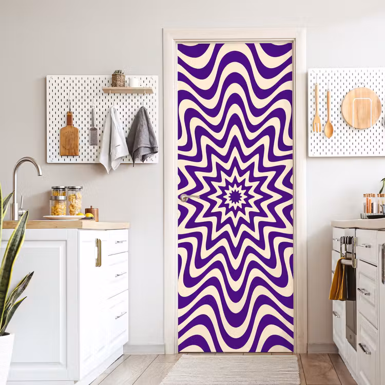 Türtapete - Zusammenfassung – Wellen – Optisch – Modern – Lila — 6