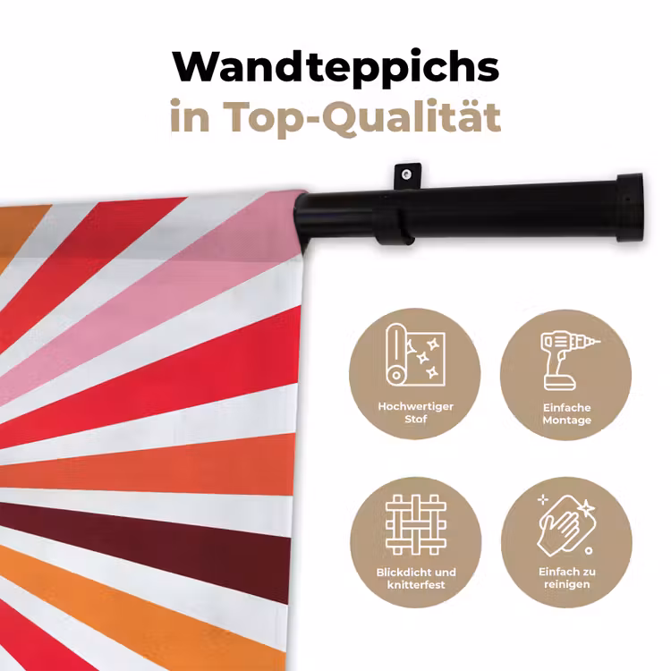 Wandteppich - Sonne – Strahlen – Abstrakt – Farbenfroh — 7