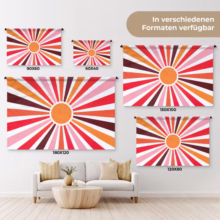 Wandteppich - Sonne – Strahlen – Abstrakt – Farbenfroh — 8