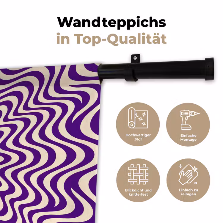 Wandteppich - Zusammenfassung – Wellen – Optisch – Modern – Lila — 7