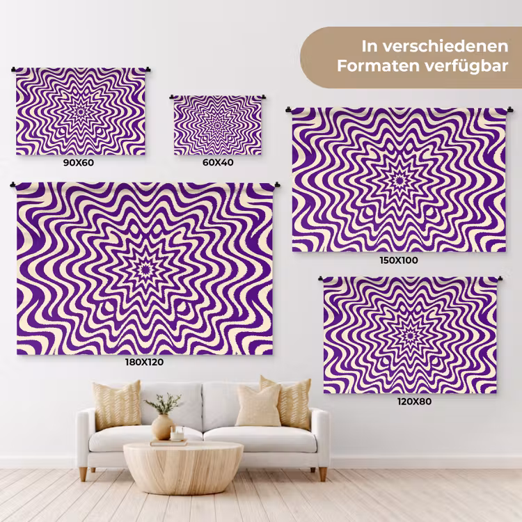 Wandteppich - Zusammenfassung – Wellen – Optisch – Modern – Lila — 8