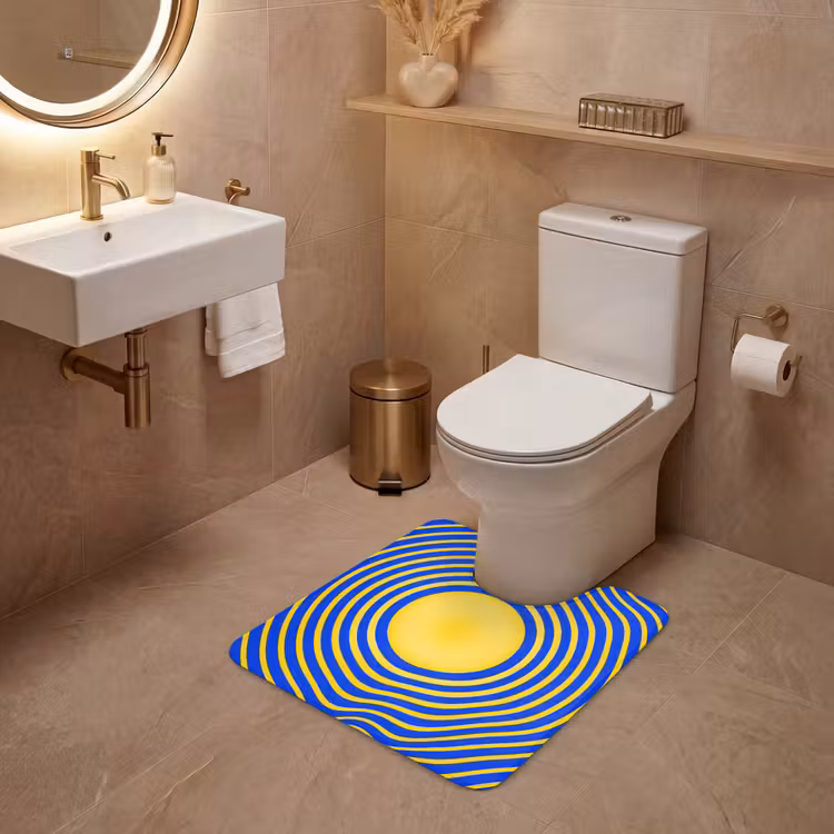 WC Vorleger - Abstraktes Muster – Blau — 4