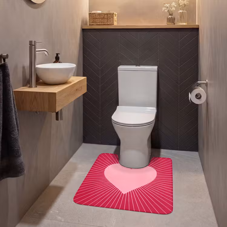 WC Vorleger - Herz – Strahlen – Liebe – Abstrakt – Rosa — 2