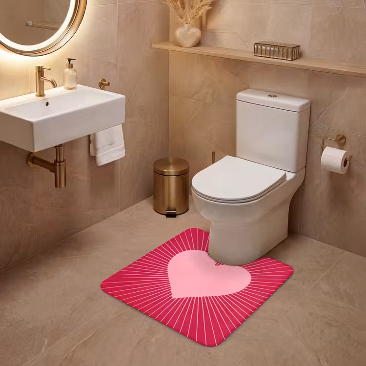 WC Vorleger - Herz – Strahlen – Liebe – Abstrakt – Rosa — 4