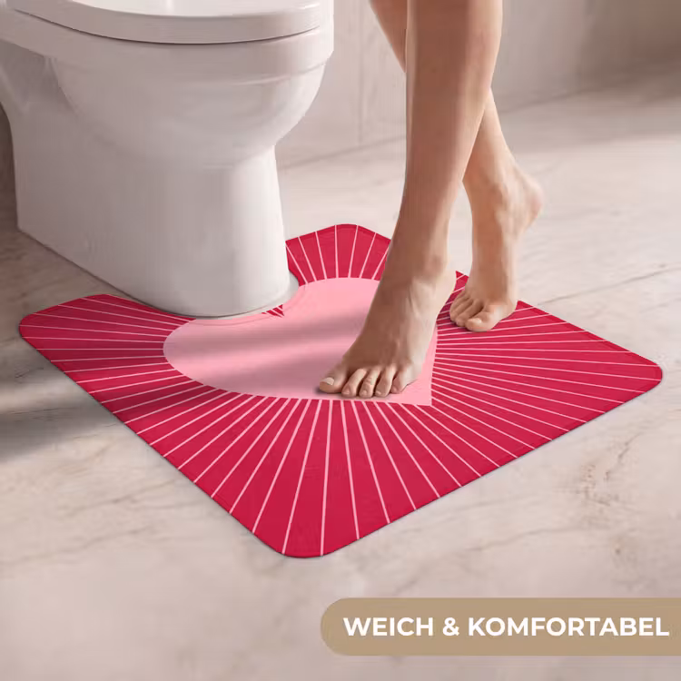 WC Vorleger - Herz – Strahlen – Liebe – Abstrakt – Rosa — 5