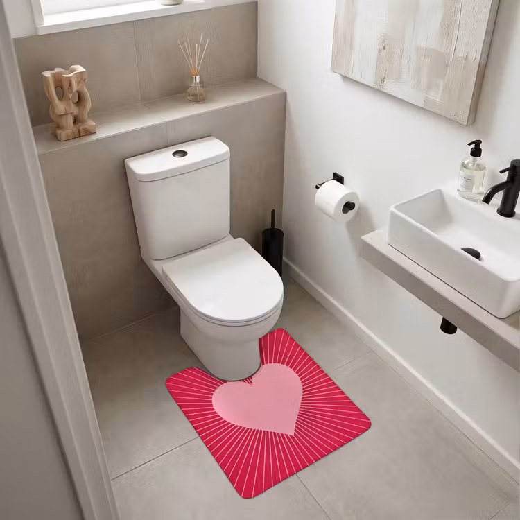 WC Vorleger - Herz – Strahlen – Liebe – Abstrakt – Rosa — 6