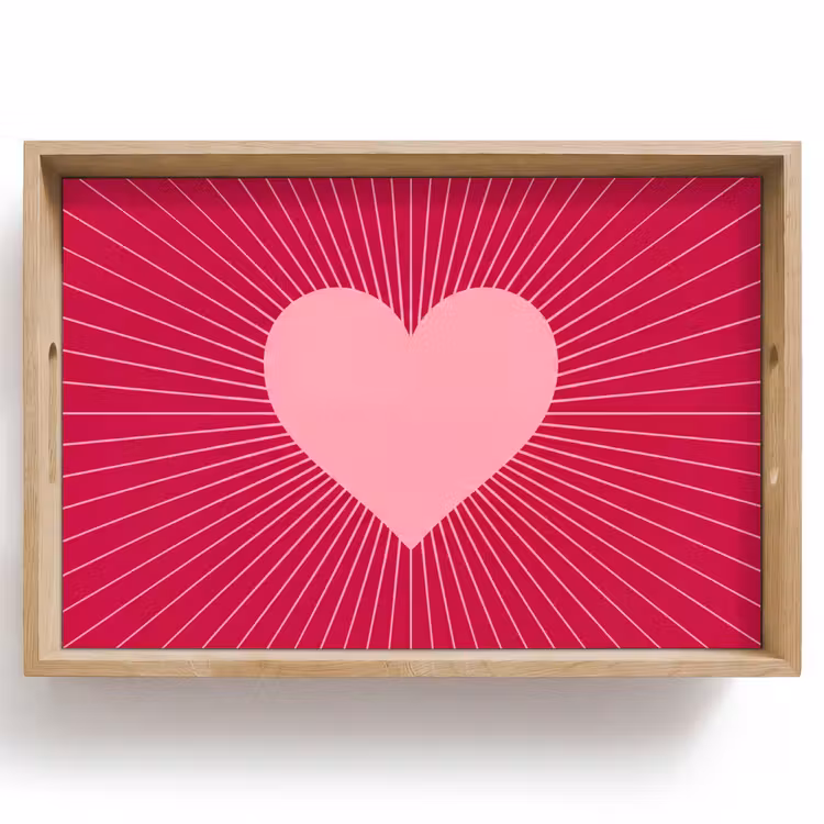 Tablett - Herz – Strahlen – Liebe – Abstrakt – Rosa — 1