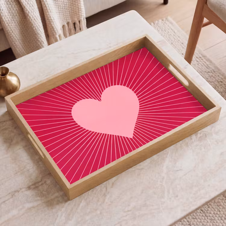 Tablett - Herz – Strahlen – Liebe – Abstrakt – Rosa — 2