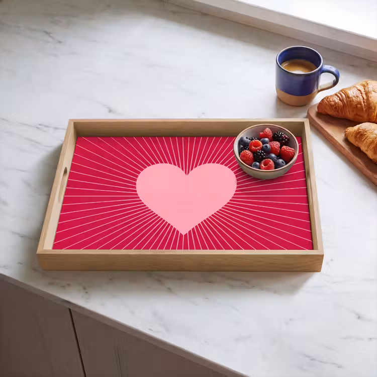 Tablett - Herz – Strahlen – Liebe – Abstrakt – Rosa — 4