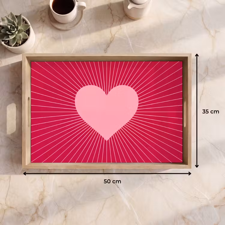 Tablett - Herz – Strahlen – Liebe – Abstrakt – Rosa — 9