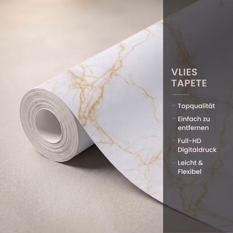 Tapete - Weiß - Gold - Marmor - Adern — 3