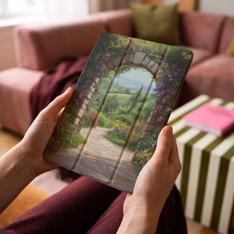 iPad-Hülle - Durchblick - Landschaft - Blumen - Weg - Aussicht — 4