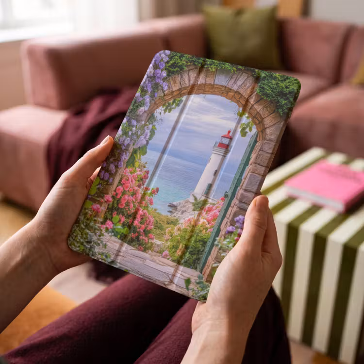 iPad-Hülle - Durchblick - Leuchtturm - Blumen - Aussicht — 4