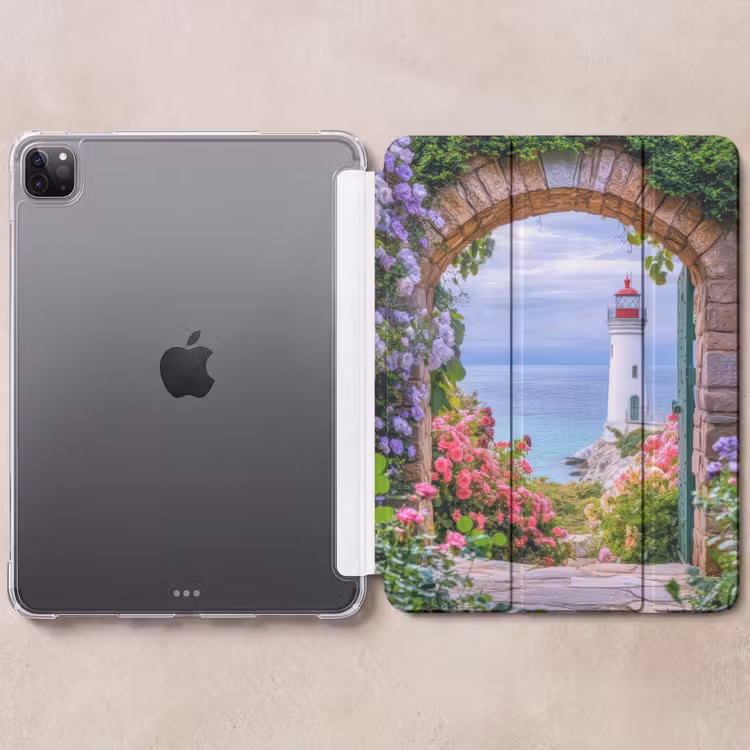 iPad-Hülle - Durchblick - Leuchtturm - Blumen - Aussicht — 6