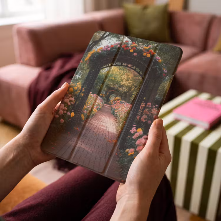 iPad-Hülle - Durchsichtig - Blumen - Weg - Natur - Farbenfroh — 4