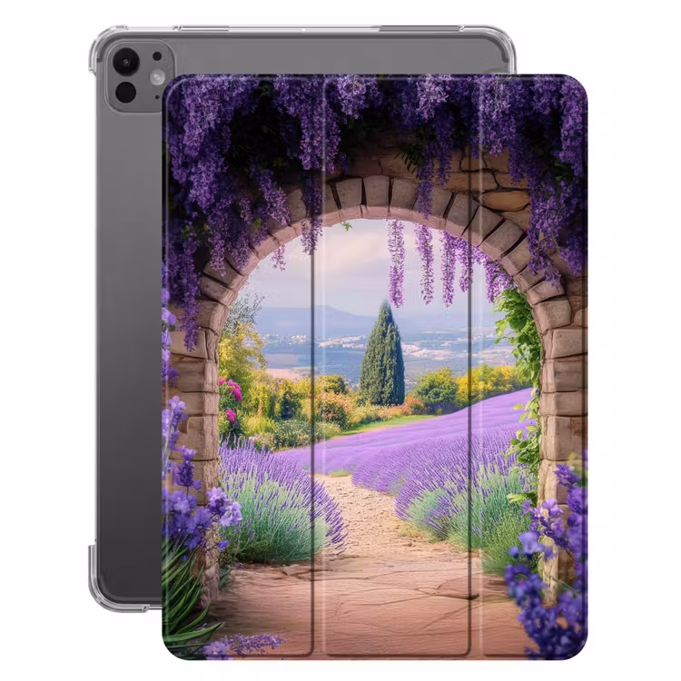 iPad-Hülle - Durchsichtig - Lavendel - Blumen - Lila - Gateway — 1