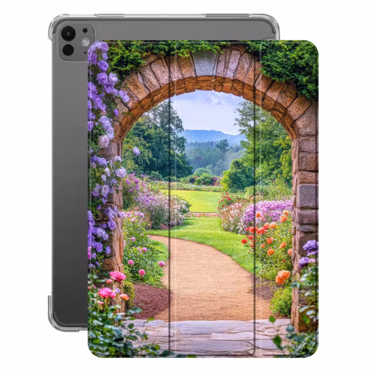 iPad-Hülle - Durchsichtiges - Tor - Blumen - Garten — 1