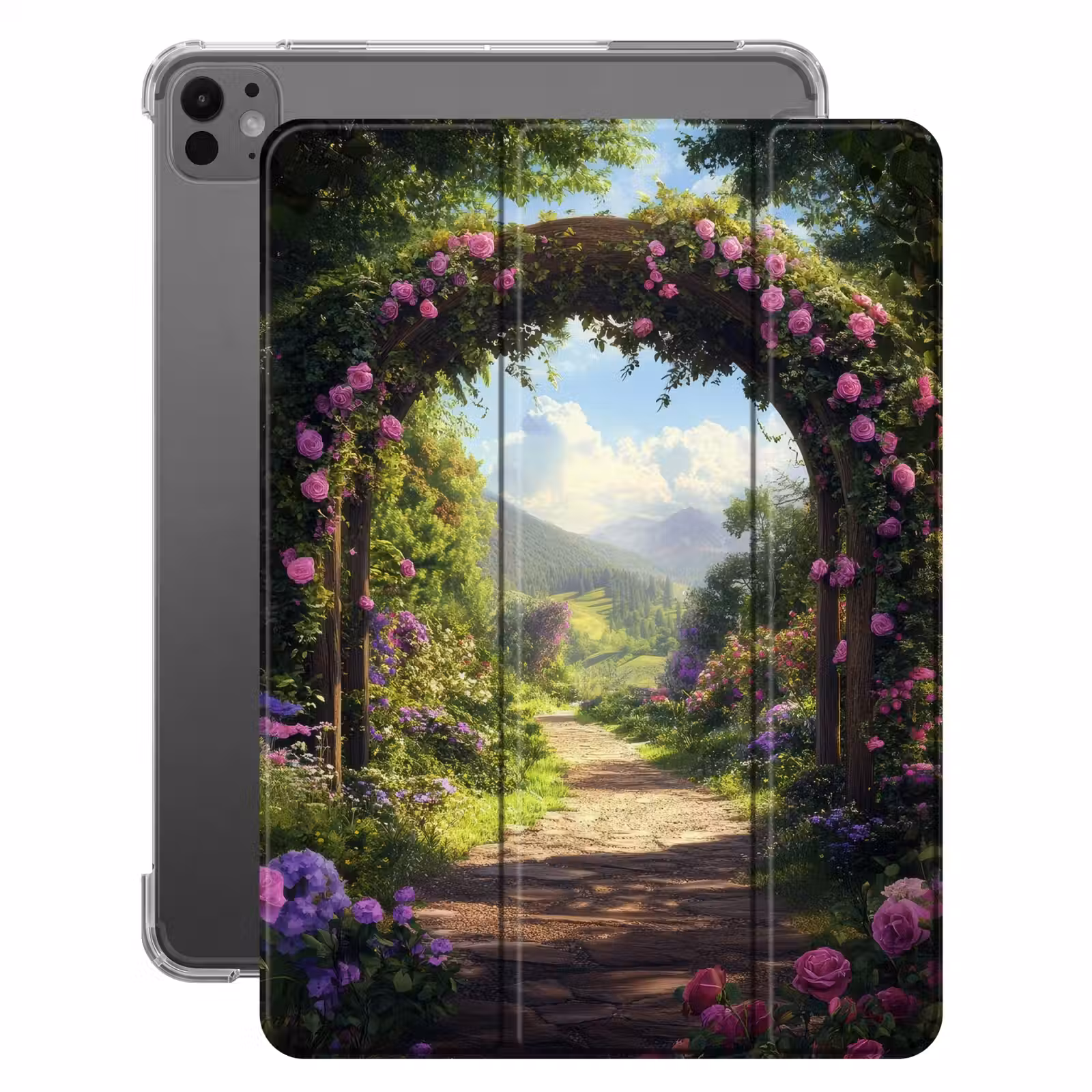 iPad-Hülle - Durchblick - Rosenbogen - Ansichten - Landschaft - Blumen — 1