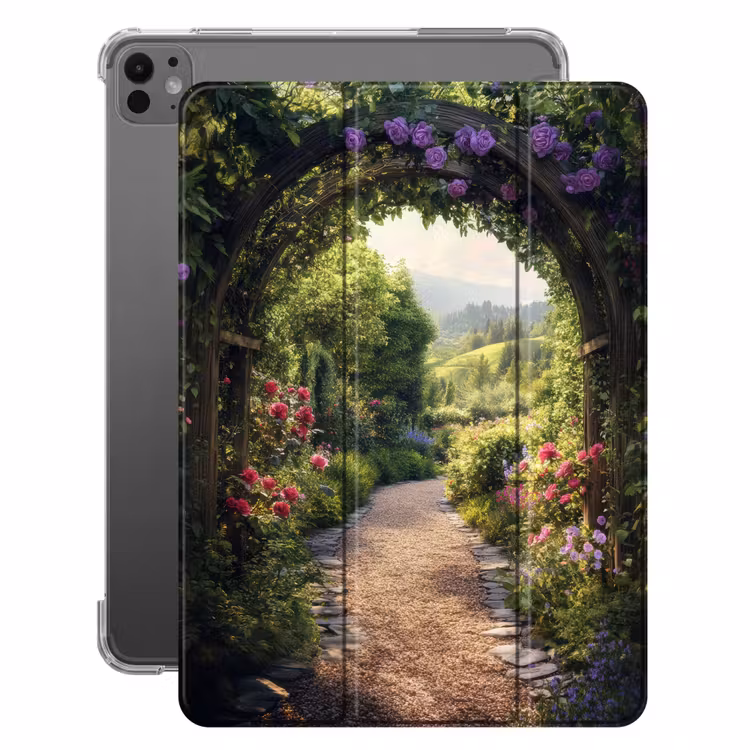 iPad-Hülle - Ausblick - Landschaft - Blumen - Gartenbogen - Natur — 1