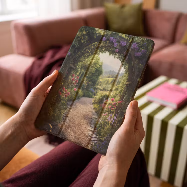 iPad-Hülle - Ausblick - Landschaft - Blumen - Gartenbogen - Natur — 4