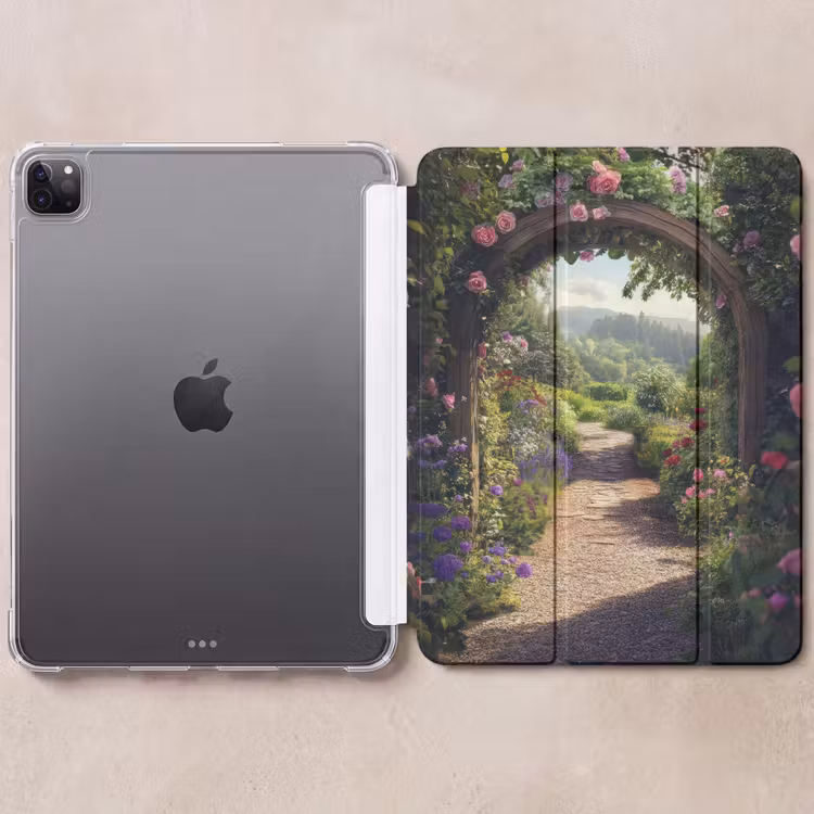 iPad-Hülle - Ausblick - Landschaft - Blumen - Rosenbogen - Natur — 6