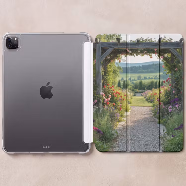 iPad-Hülle - Ausblick - Landschaft - Natur - Gartenbogen - Blumen — 6