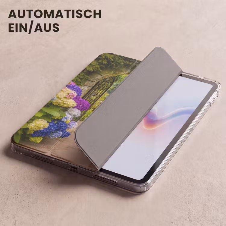 iPad-Hülle - Aussicht - Tor - Hortensie - Blumengarten — 5
