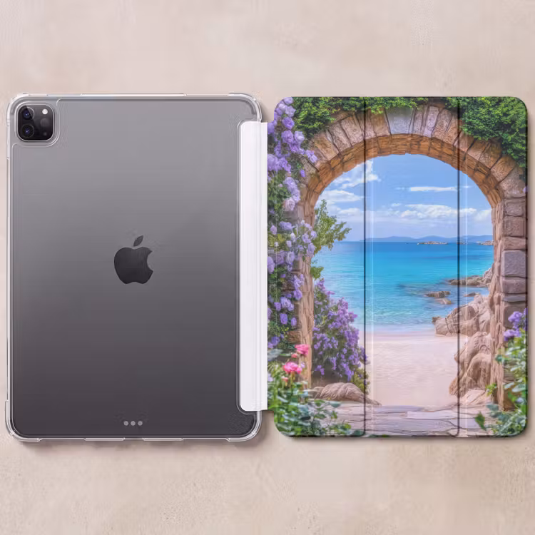 iPad-Hülle - Aussicht - Tor - Meer - Strand - Felsen — 6
