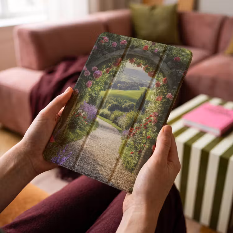iPad-Hülle - Durchschaubar - Gartenbogen - Blumen - Natur - Weg — 4
