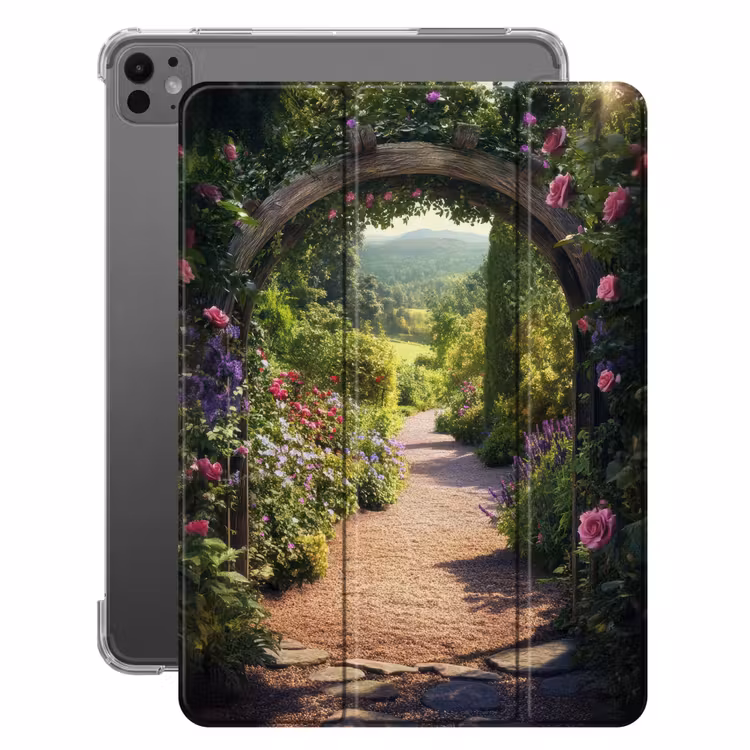 iPad-Hülle - Durchsichtig - Blumen - Natur - Rosenbogen — 1