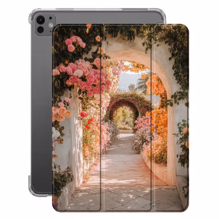 iPad-Hülle - Durchsichtig - Bogen - Blumen - Pastell — 1