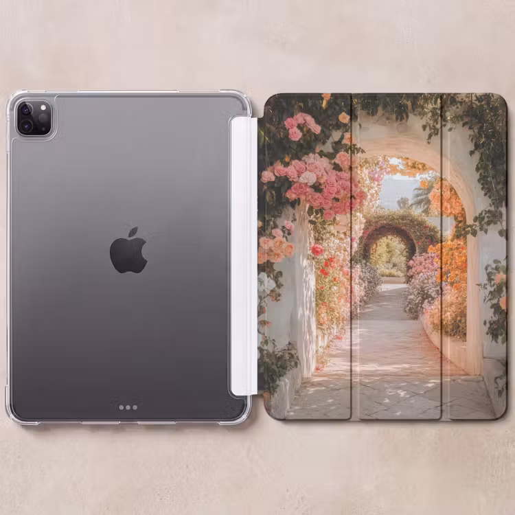 iPad-Hülle - Durchsichtig - Bogen - Blumen - Pastell — 6