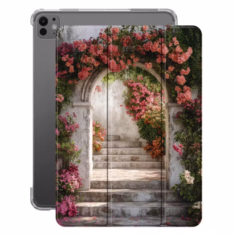 iPad-Hülle - Durchsichtig - Rosen - Vintage - Tor — 1