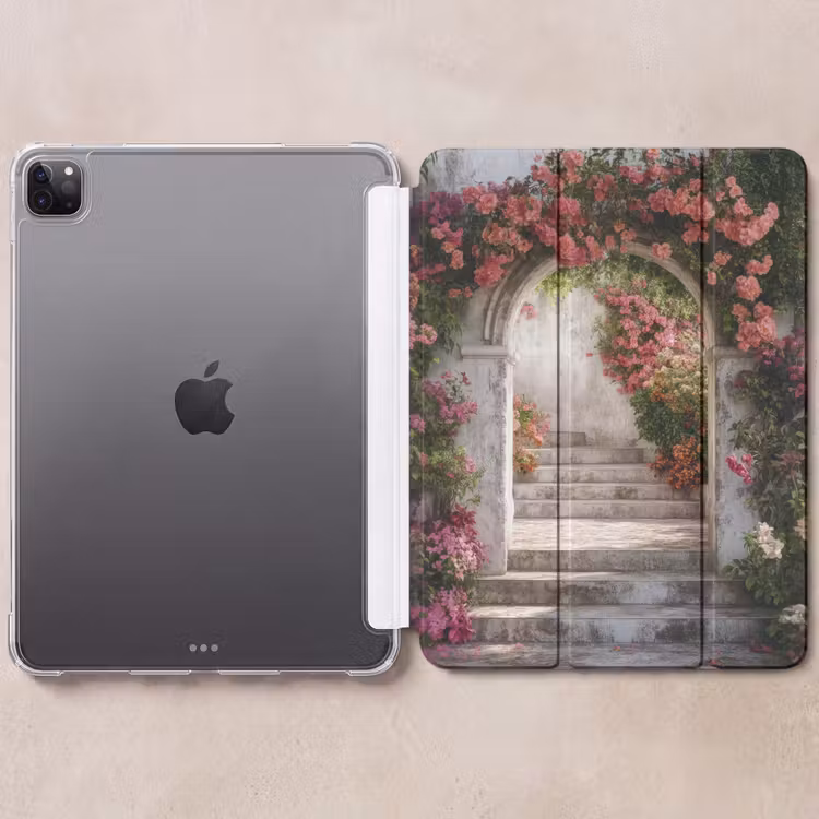 iPad-Hülle - Durchsichtig - Rosen - Vintage - Tor — 6
