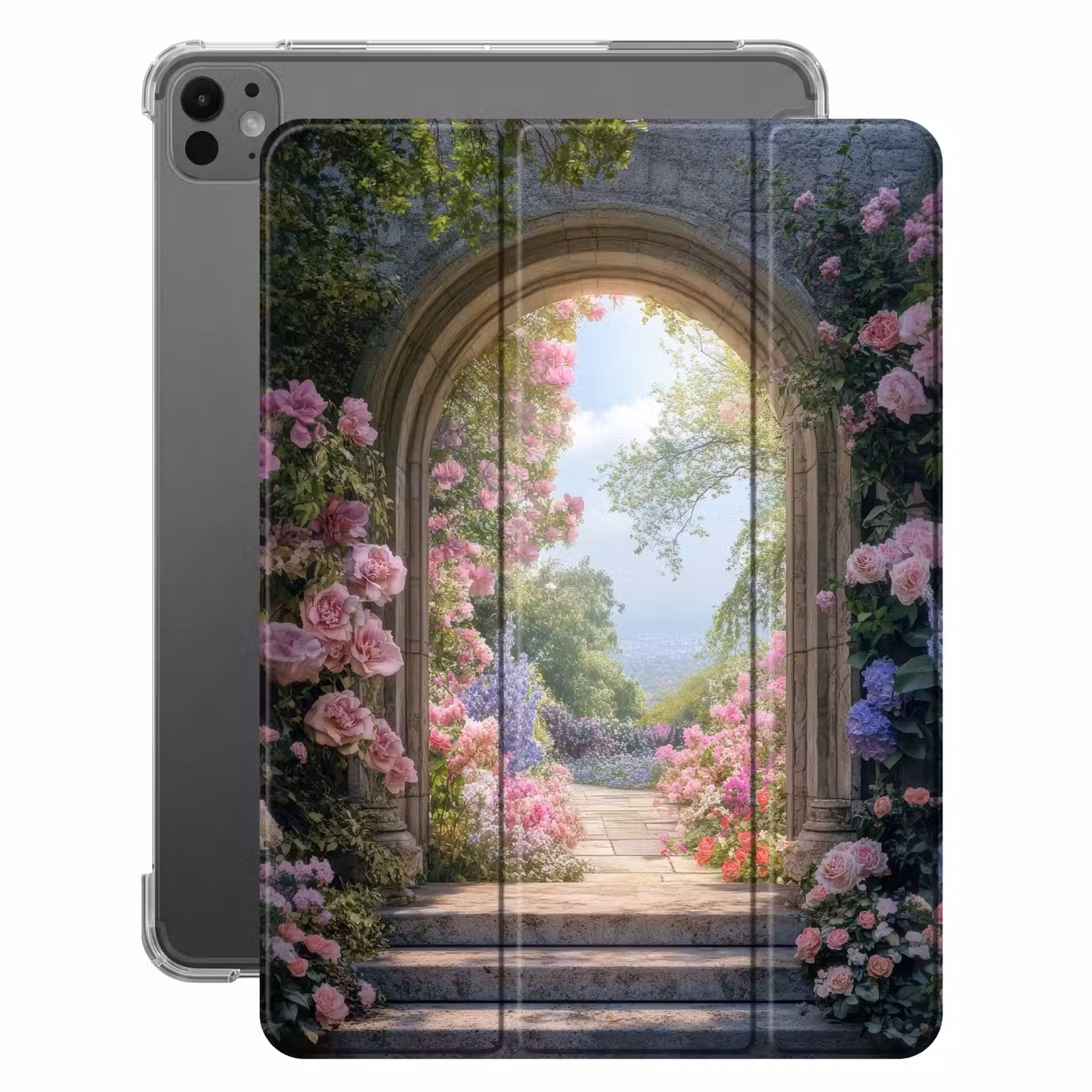 iPad-Hülle - Durchsichtig - Rosen - Vintage - Blumen — 1