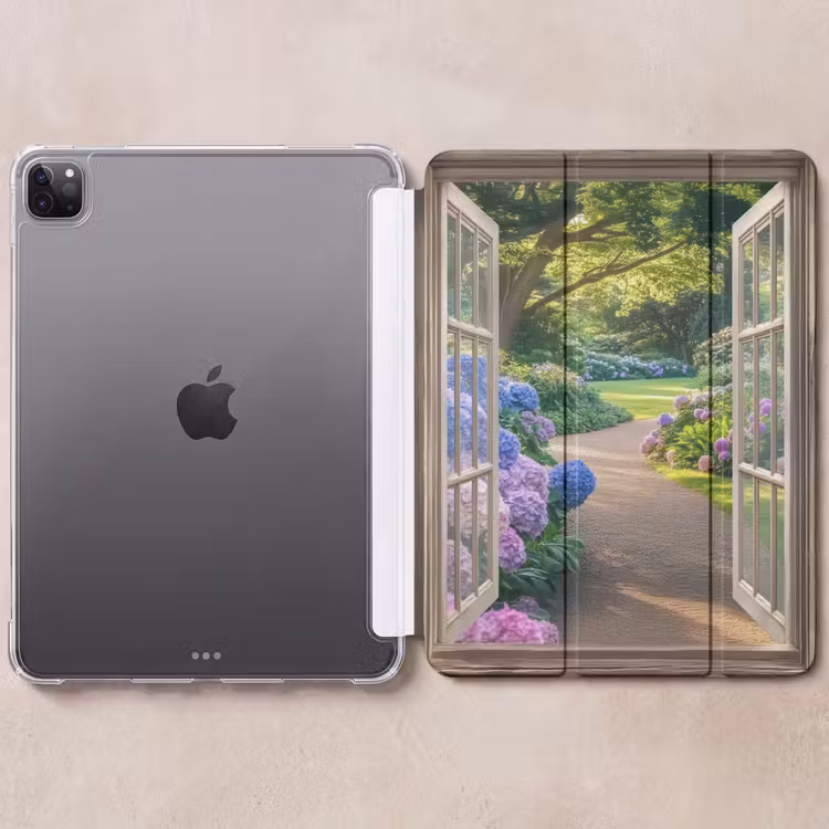 iPad-Hülle - Aussicht - Garten - Fenster - Hortensie - Blumen — 6