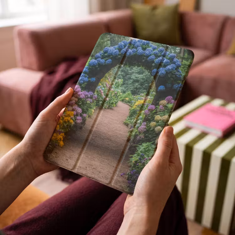 iPad-Hülle - Transparente Ansicht - Blumen - Hortensie - Weg — 4