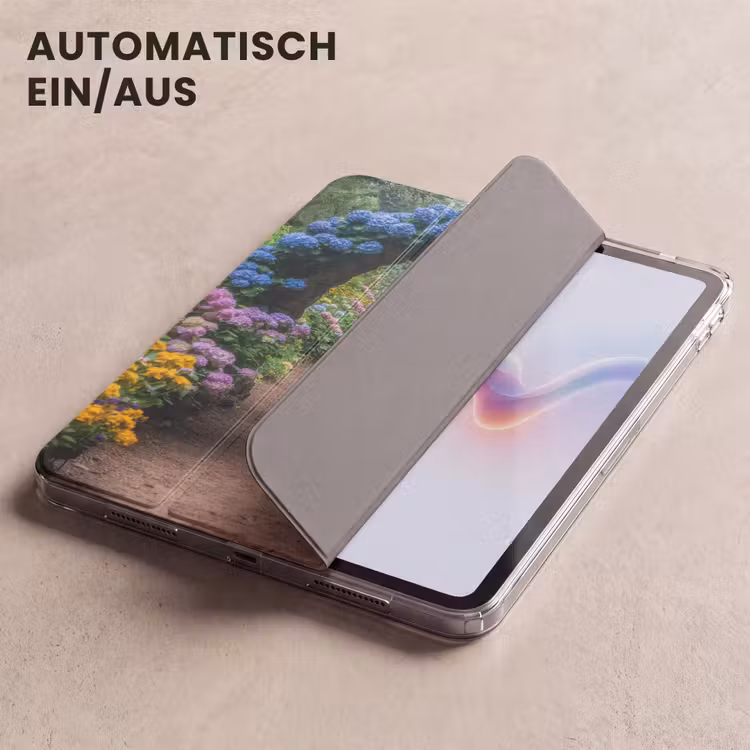 iPad-Hülle - Transparente Ansicht - Blumen - Hortensie - Weg — 5
