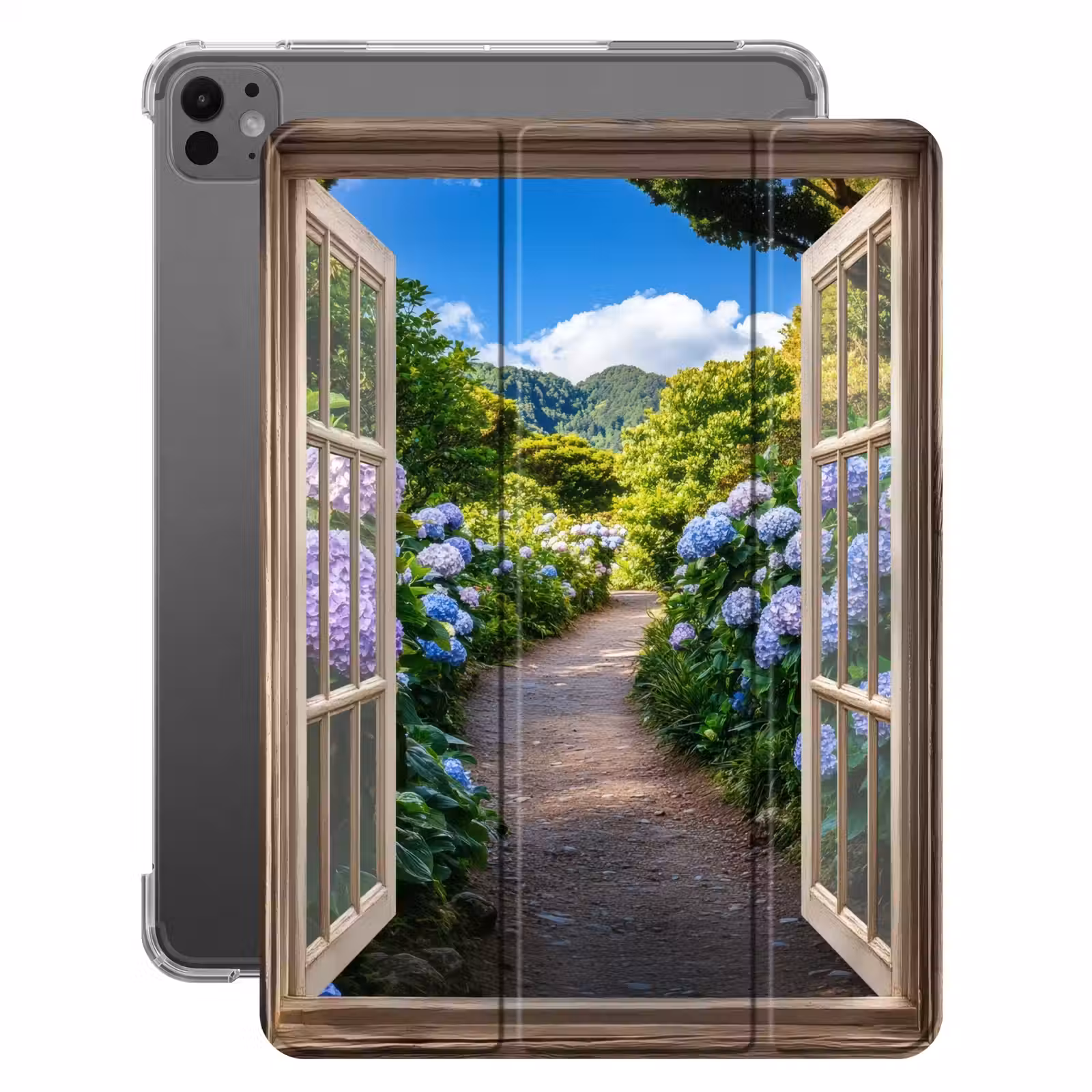 iPad-Hülle - Durchblick - Hortensie - Weg - Natur — 1