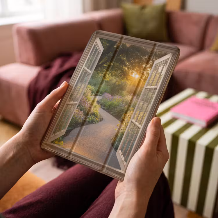 iPad-Hülle - Aussicht - Blumen - Natur - Sonne - Weg — 4